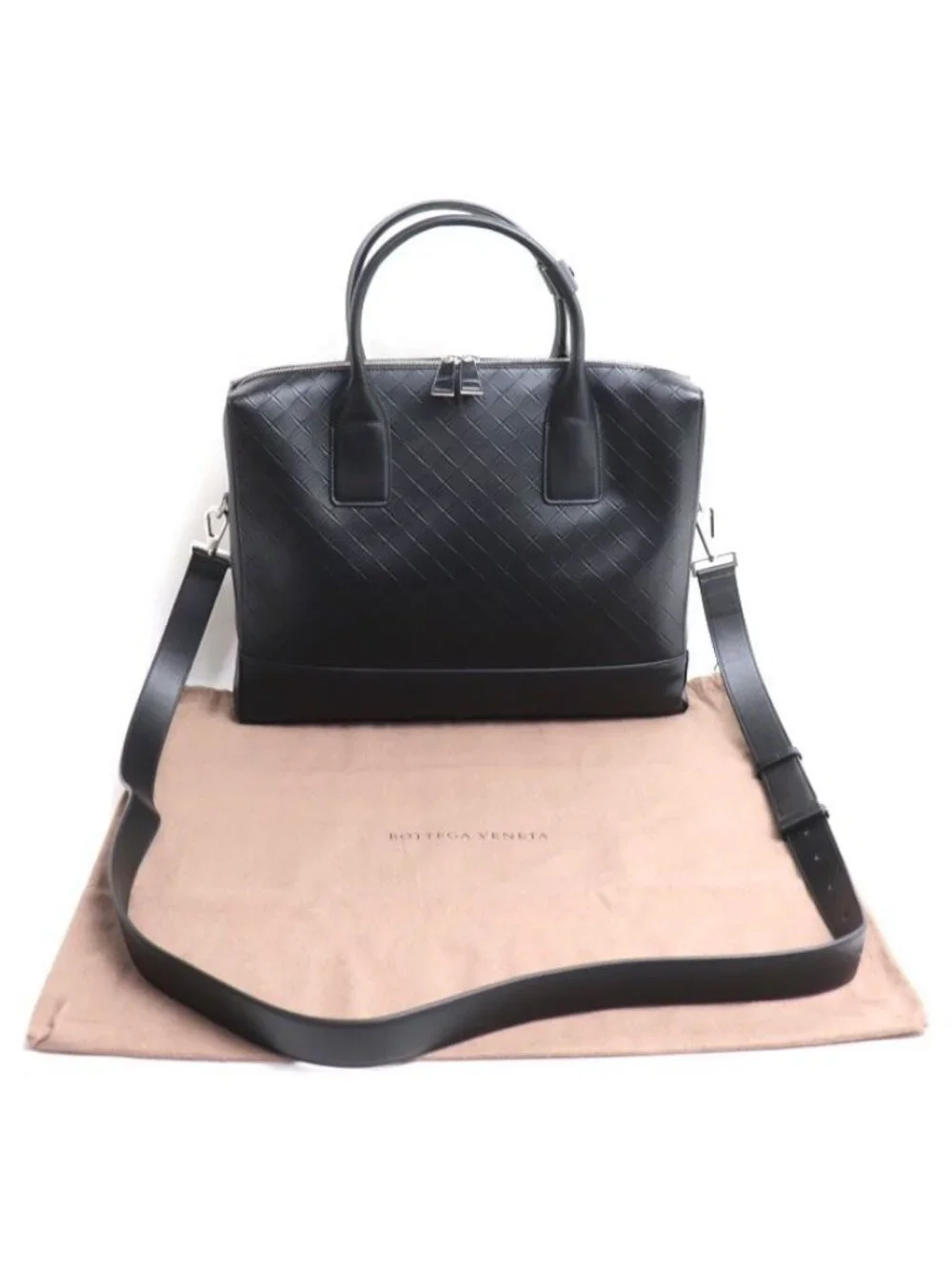 Bottega Veneta Embossed Business Black Briefcase